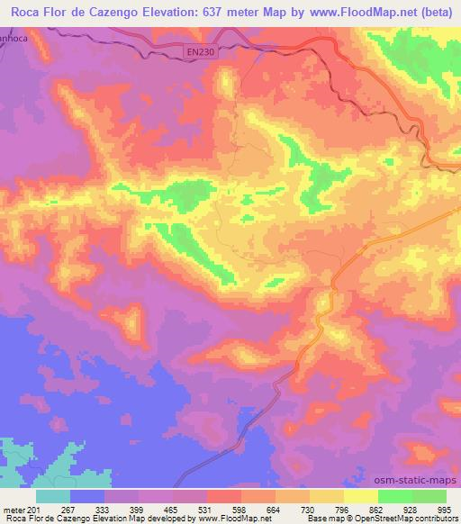 Roca Flor de Cazengo,Angola Elevation Map