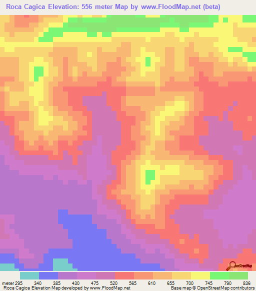 Roca Cagica,Angola Elevation Map