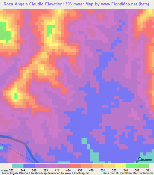 Roca Angela Claudia,Angola Elevation Map