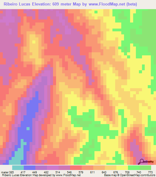 Ribeiro Lucas,Angola Elevation Map