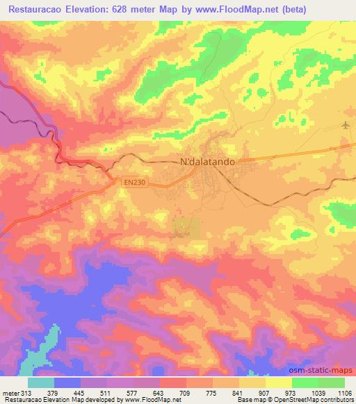 Restauracao,Angola Elevation Map