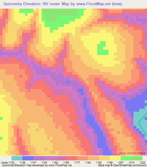 Quizomba,Angola Elevation Map