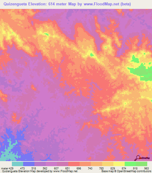 Quizengueta,Angola Elevation Map