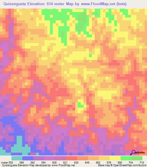 Quizengueta,Angola Elevation Map