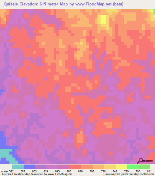 Quizele,Angola Elevation Map