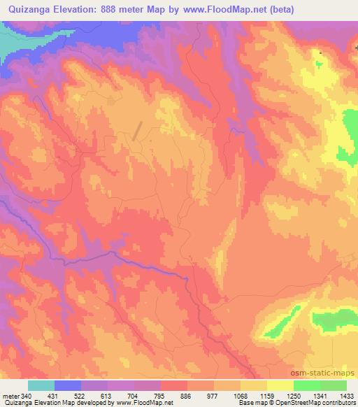 Quizanga,Angola Elevation Map