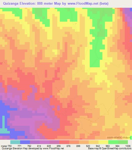 Quizanga,Angola Elevation Map