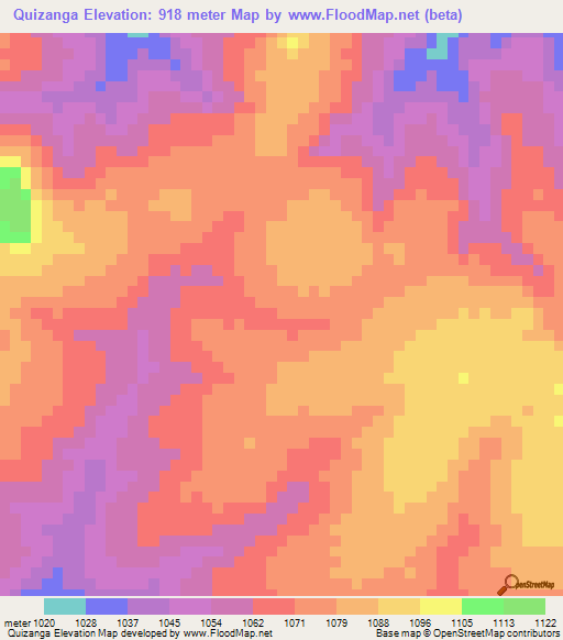 Quizanga,Angola Elevation Map