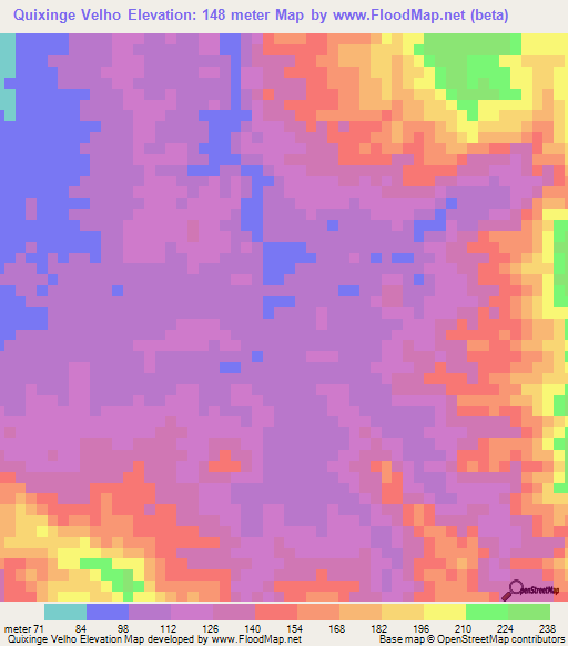Quixinge Velho,Angola Elevation Map