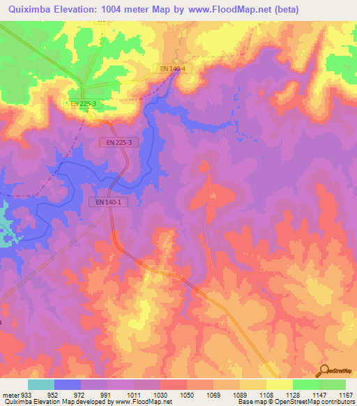 Quiximba,Angola Elevation Map