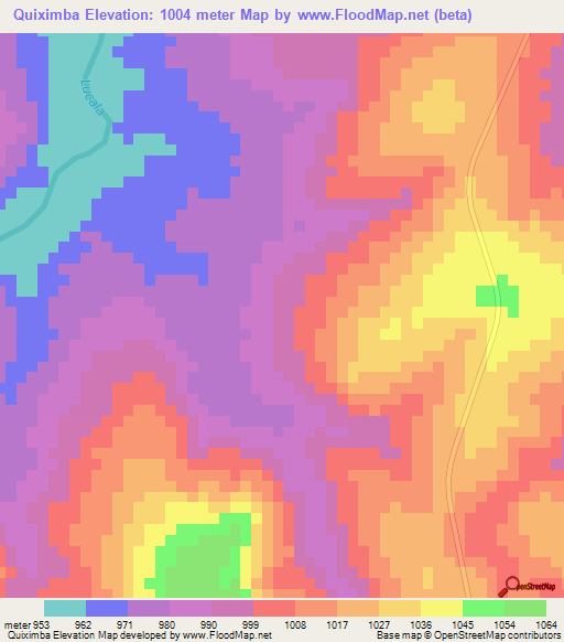 Quiximba,Angola Elevation Map