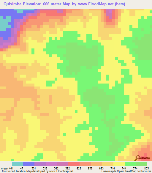 Quiximba,Angola Elevation Map