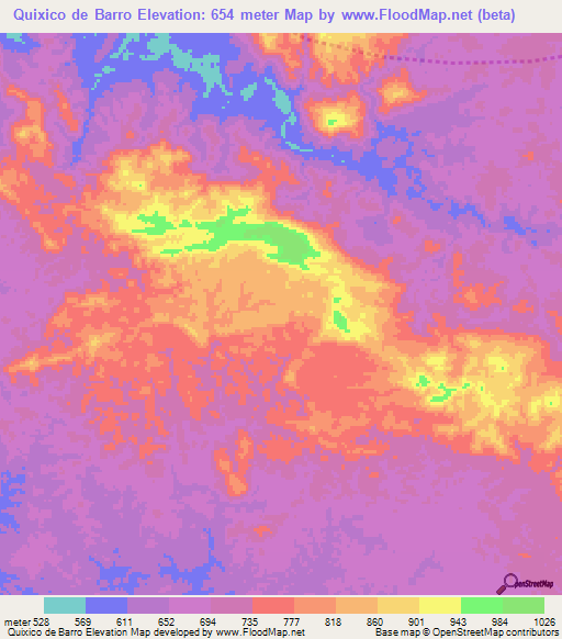 Quixico de Barro,Angola Elevation Map