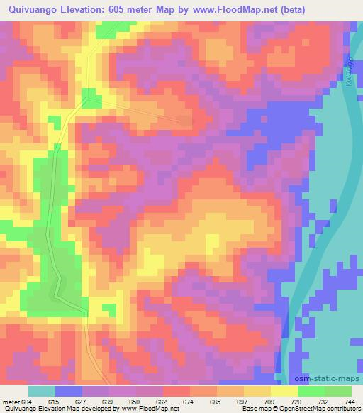 Quivuango,Angola Elevation Map