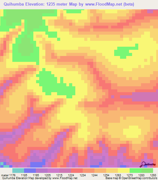 Quihumba,Angola Elevation Map