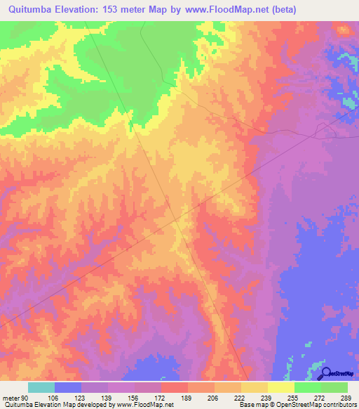 Quitumba,Angola Elevation Map