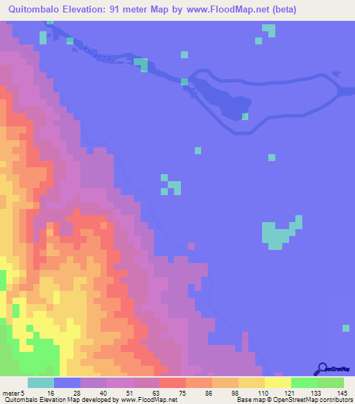 Quitombalo,Angola Elevation Map