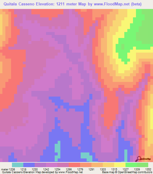 Quitala Casseno,Angola Elevation Map