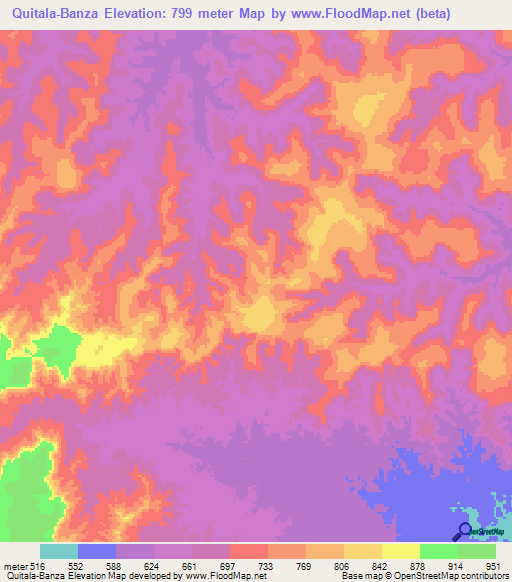 Quitala-Banza,Angola Elevation Map