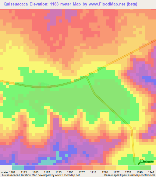 Quissuacaca,Angola Elevation Map
