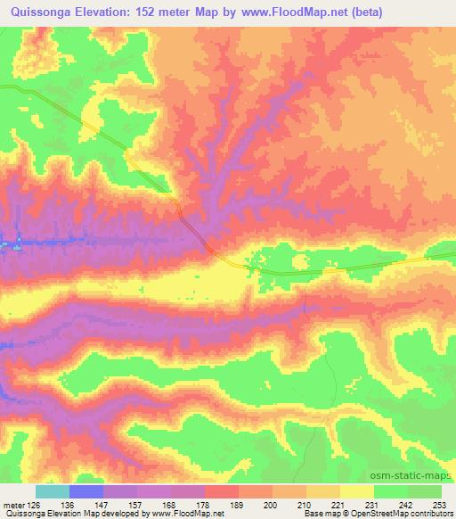 Quissonga,Angola Elevation Map
