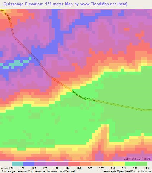 Quissonga,Angola Elevation Map