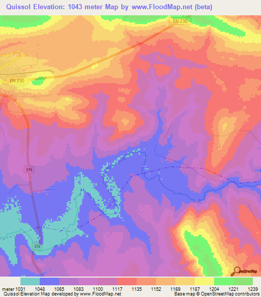 Quissol,Angola Elevation Map