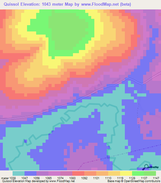 Quissol,Angola Elevation Map