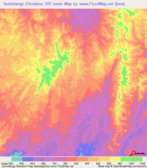 Quimbango,Angola Elevation Map