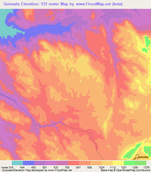 Quissala,Angola Elevation Map