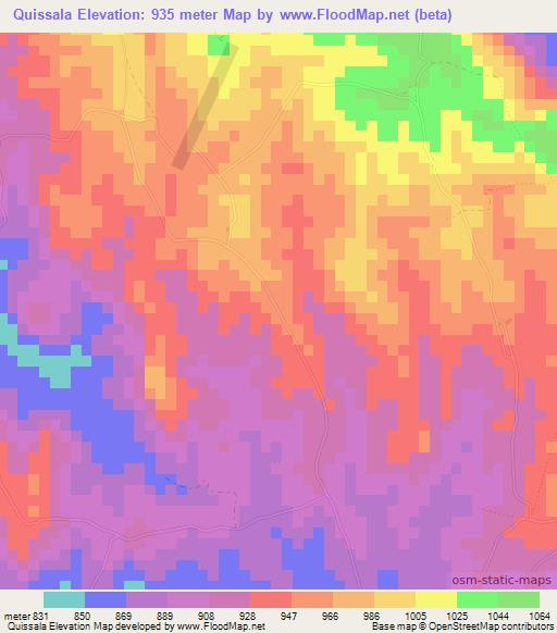 Quissala,Angola Elevation Map