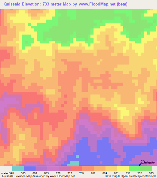 Quissala,Angola Elevation Map
