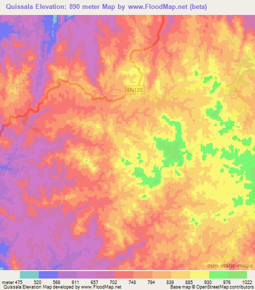 Quissala,Angola Elevation Map