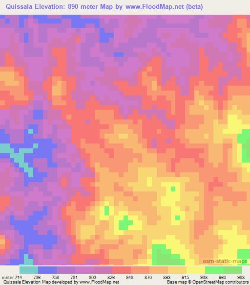 Quissala,Angola Elevation Map