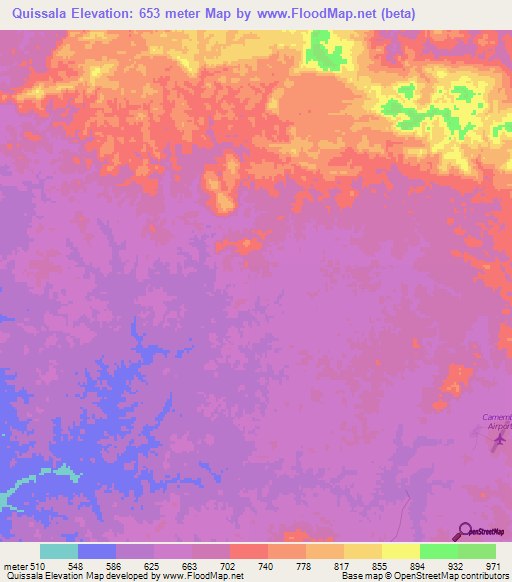 Quissala,Angola Elevation Map