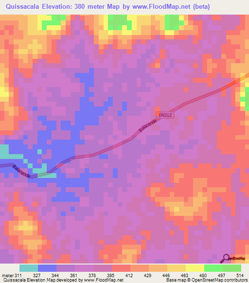 Quissacala,Angola Elevation Map