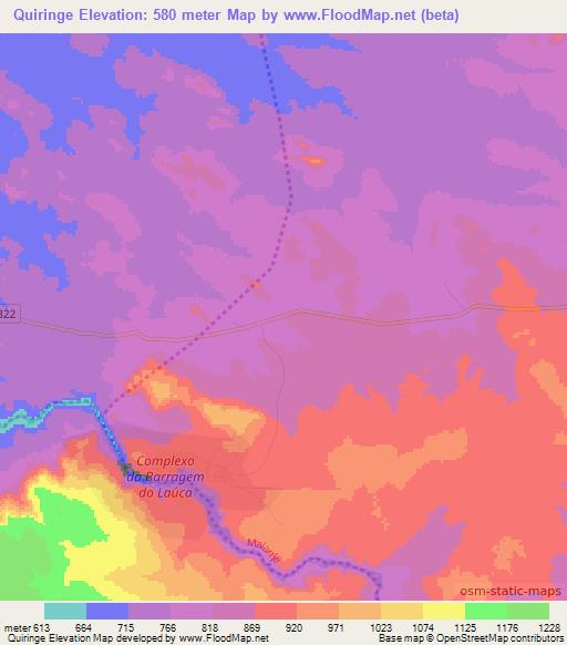 Quiringe,Angola Elevation Map