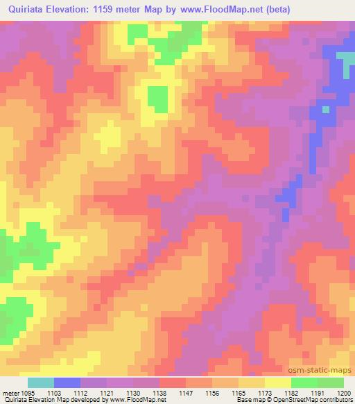 Quiriata,Angola Elevation Map