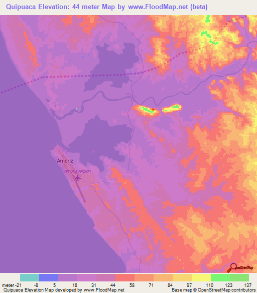 Quipuaca,Angola Elevation Map