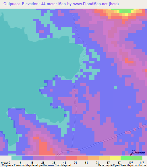 Quipuaca,Angola Elevation Map