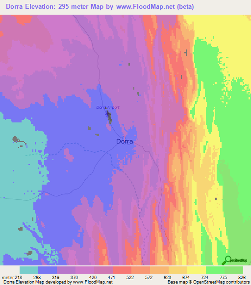 Dorra,Djibouti Elevation Map