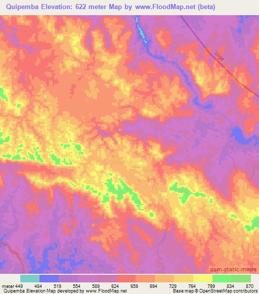 Quipemba,Angola Elevation Map