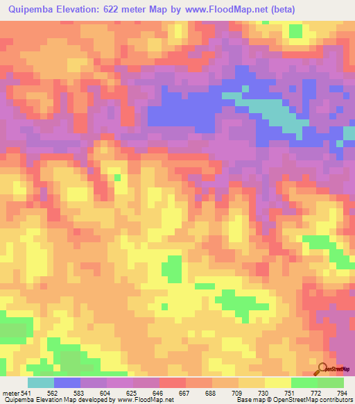 Quipemba,Angola Elevation Map