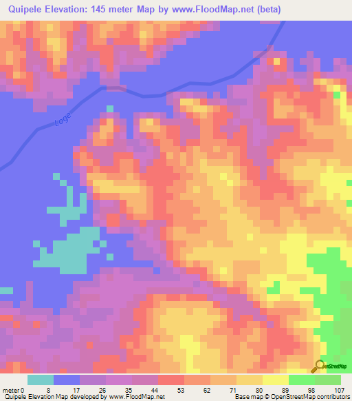 Quipele,Angola Elevation Map