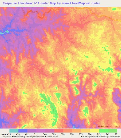 Quipanzo,Angola Elevation Map