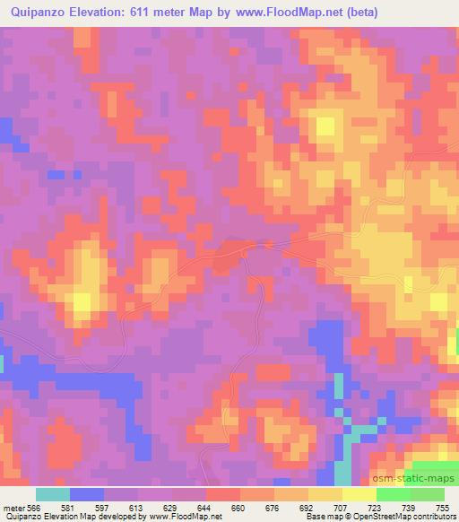 Quipanzo,Angola Elevation Map