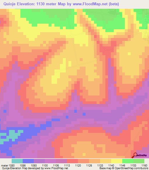 Quioje,Angola Elevation Map