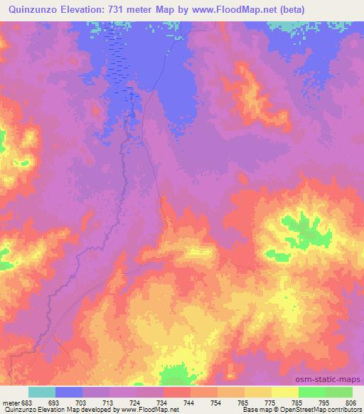 Quinzunzo,Angola Elevation Map