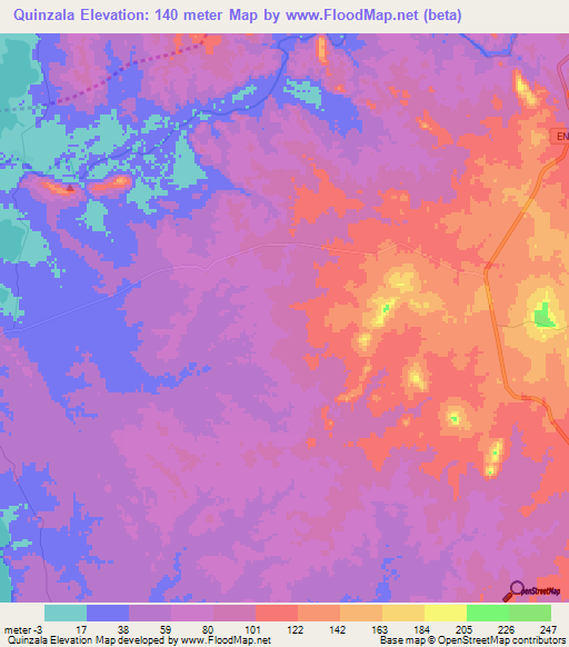 Quinzala,Angola Elevation Map