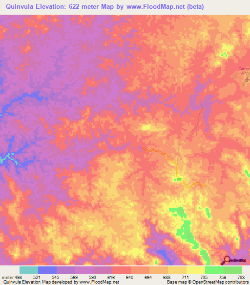 Quinvula,Angola Elevation Map